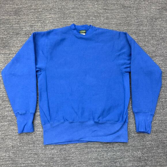 Camber Cross Knit Crew Neck Sweatshirt Men Medium Blue Heavyweight Made in USA - Picture 1 of 10
